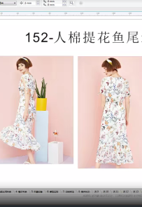 152-人棉提花鱼尾连衣裙