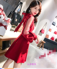 528-红色腰节工字褶连衣裙打版制版教程