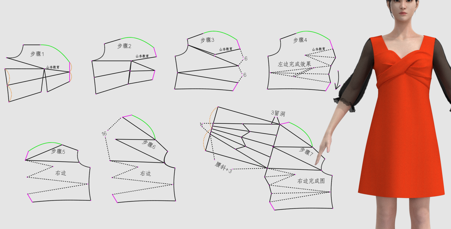 山本教育服装打板纸样裁剪