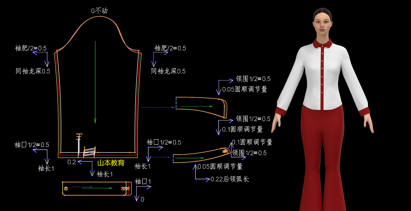 13.女衬衫推板-长度跳码 14.女衬衫推板-胸腰肩跳码 15.女衬衫推板-省道.扣子推板 16.女衬衫推板-领子放码 1 ...