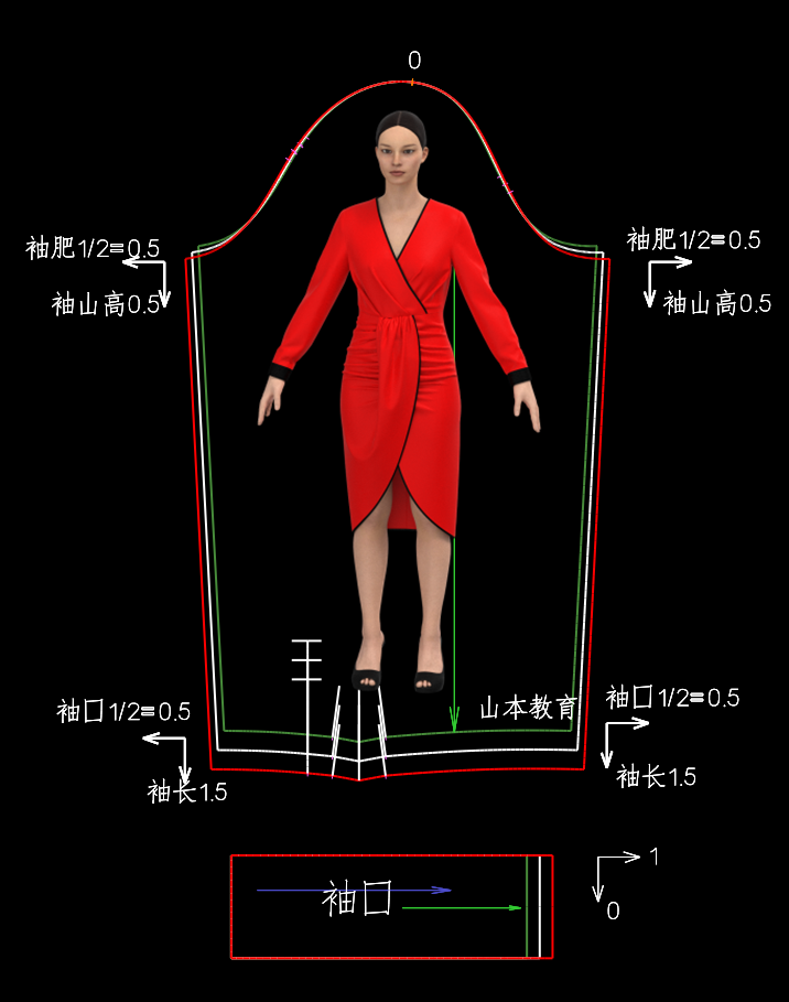 34.展褶连衣裙纸样放码-袖子