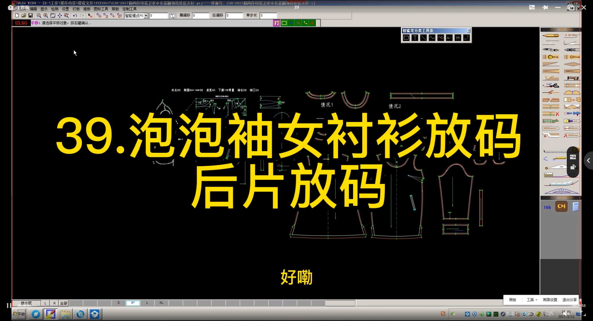 39.泡泡袖女衬衫放码-后片放码