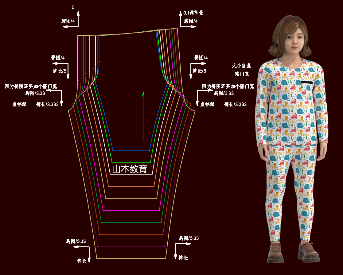 139-140课.童装一片式裤子放码-档差设置-放码操作