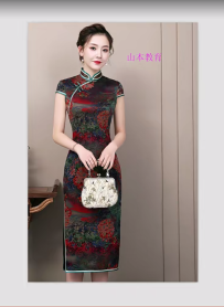 564-复古中长款短袖旗袍打版教程
