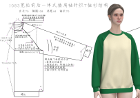 1083宽松前后一体式插肩袖针织T恤衫结构