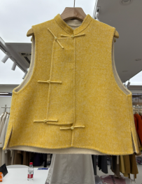 1145无胸省新中式双面呢马甲背心