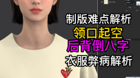 20衣服领口起空后背倒八字纸样弊病调版
