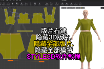 66版片右键-隐藏3D版片.隐藏全部版片.隐藏全部模特STYLE3D软件教程