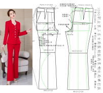 1090.1职业装工衣女西服制版西装通勤喇叭西裤打版