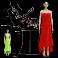 37.晚礼服婚纱鱼尾裙制版放码-褶子推板