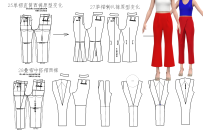 25单褶直筒西裤原型变化